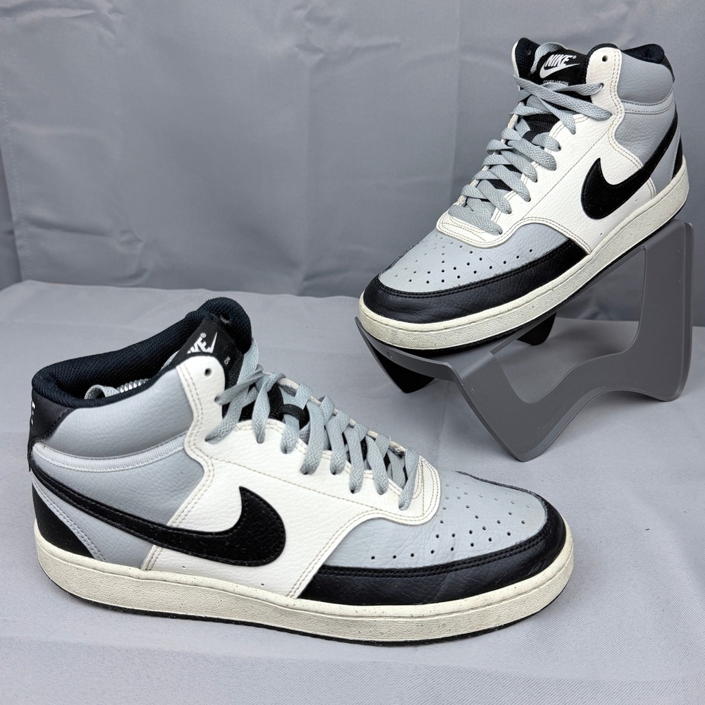 Nike Court Vision Mid Next Nature Mens 9.5 Grey White Black DN3577-002 Sneaker